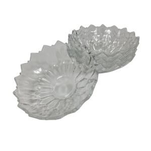 Vintage Crystal Clear Dessert Bowls Set of 4 Scalloped Spiky Edge Fruit Salad